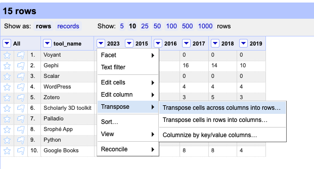 Transpose OpenRefine